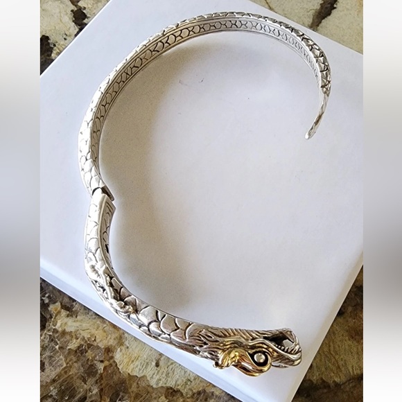 John Hardy Naga Kick Cuff With 18kt Yellow Gold Sterling Silver 20.3 Grams - Picture 6 of 8